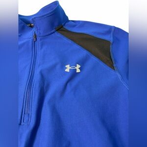 Under Armour 1/4 Zip Long Sleeve Pullover Golf Shirt Mens Size L Blue